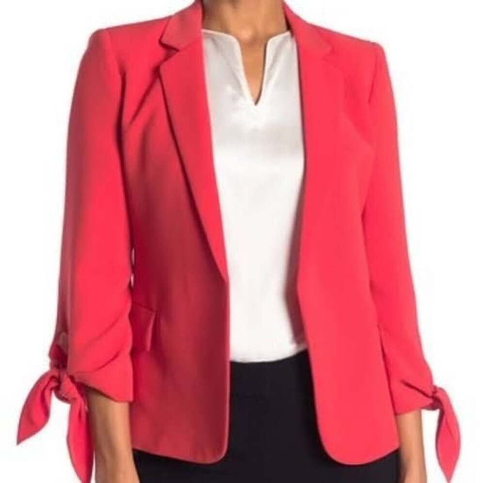 Lafayette 148 Red Roll Sleeve Blazer Size 6
